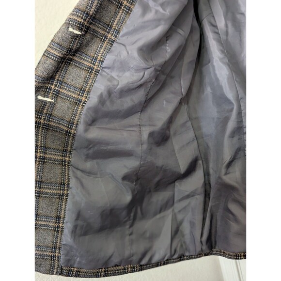 Sag Harbor Blazer Jacket Womens 16 Gray Blue Brown Plaid Wool Blend Lined Pocket - Picture 7 of 9